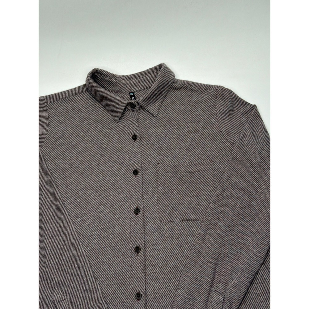 Kuhl Mens Medium Brown Grey Diagonal Stripe Long Sleeve Button Down Shirt Medium - Picture 3 of 9